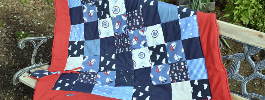 Patchwork Babydecke, Krabbeldecke blau-rot2